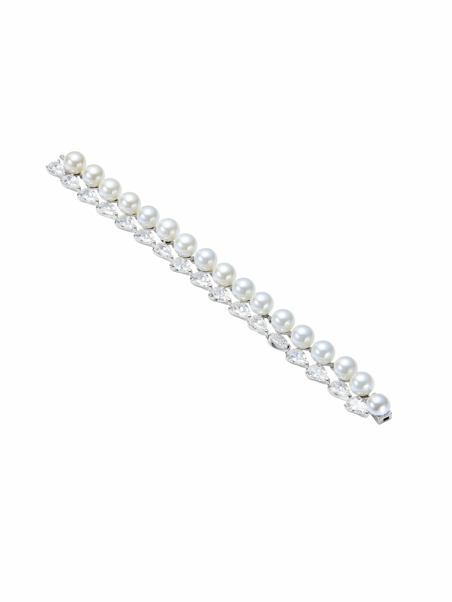 Nana Jacqueline Amara Pearl and Crystal Chain Bracelet White