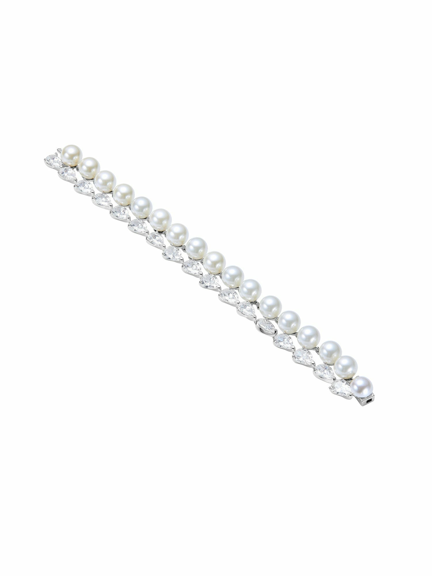 Nana Jacqueline Amara Pearl and Crystal Chain Bracelet White