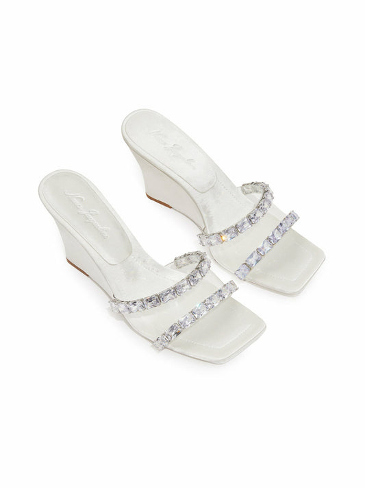 Nana Jacqueline Cassandra Diamond Heels: White Heels for Bridal Shower White