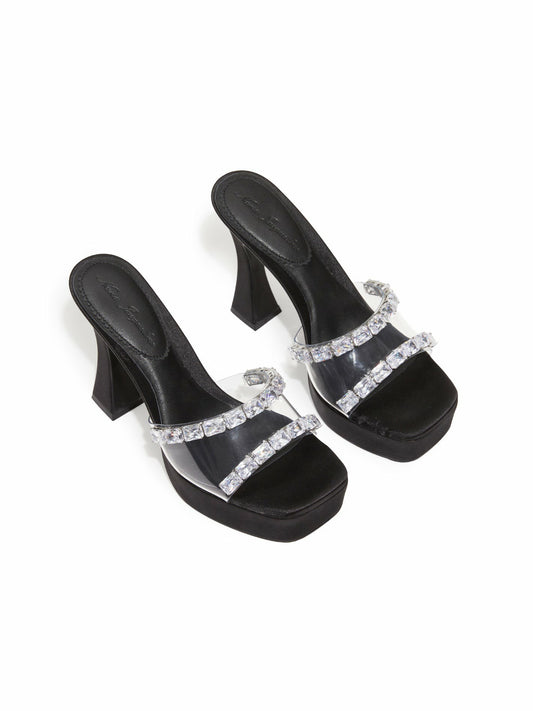 Nana Jacqueline Mirabel Diamond Heels: Black Heels for Cocktail Party Black