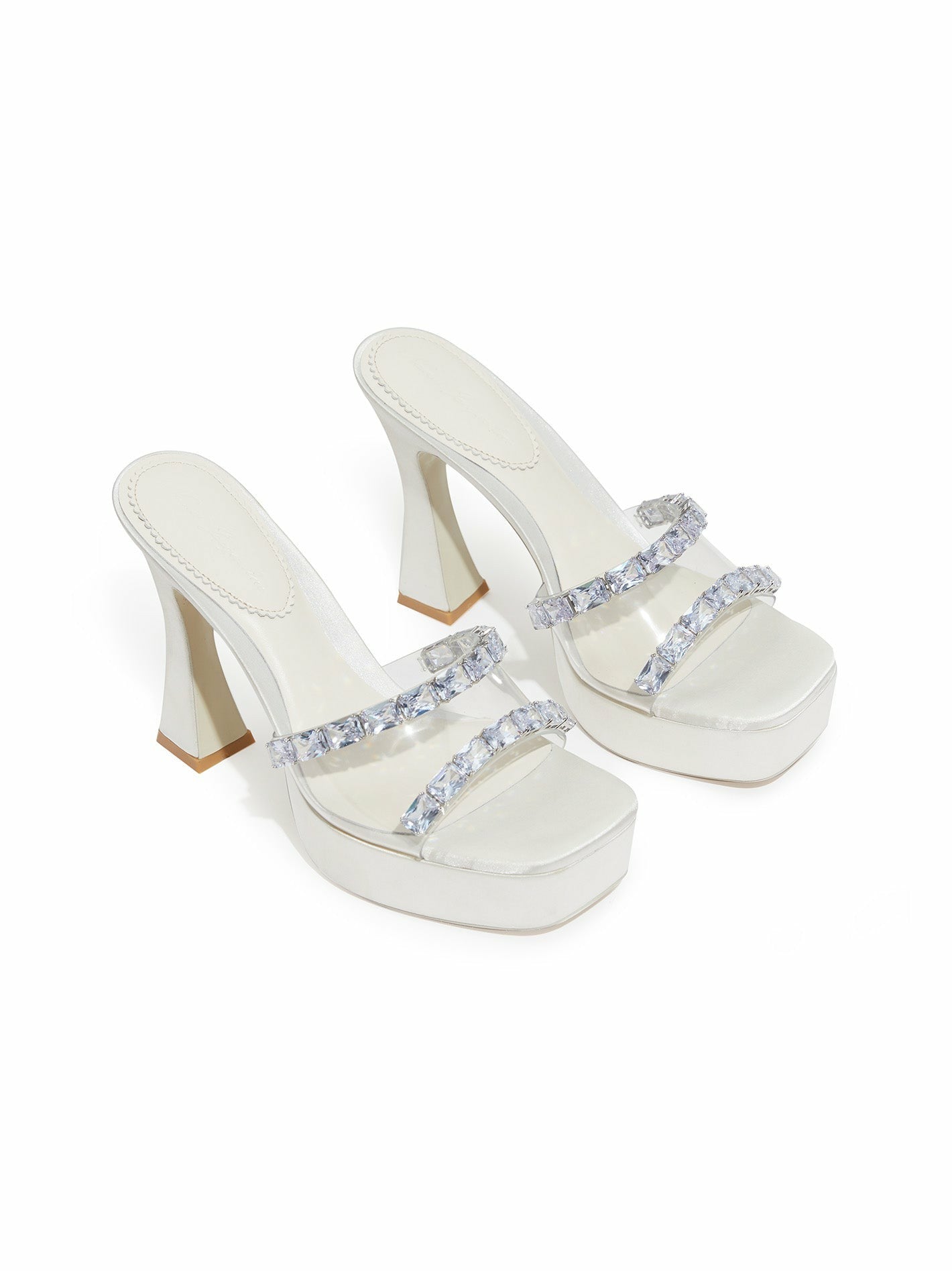 Nana Jacqueline Mirabel Diamond Heels: White Heels for Wedding After-Party White