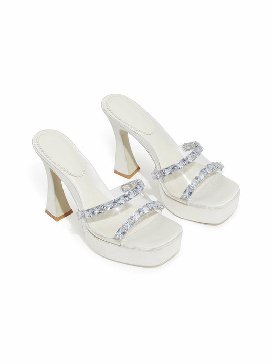 Nana Jacqueline Mirabel Diamond Heels: White Heels for Wedding After-Party White