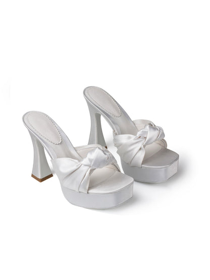 Nana Jacqueline Mara Platform Sandals: White Sandals for Wedding After-Party White