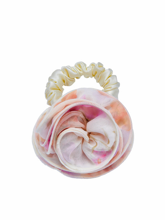 Nana Jacqueline Felicity Floral Print Ivory Hair Tie White