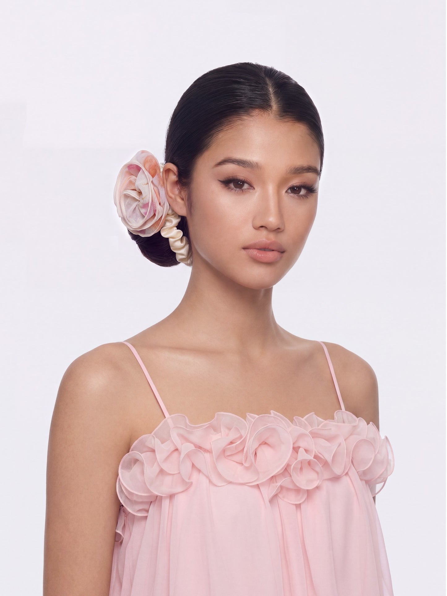 Nana Jacqueline Felicity Floral Print Ivory Hair Tie White