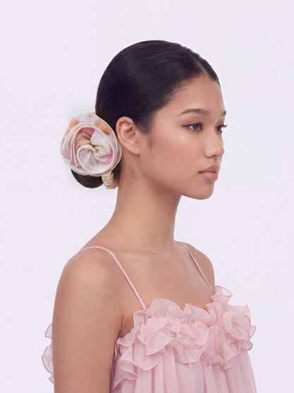 Nana Jacqueline Felicity Floral Print Ivory Hair Tie White