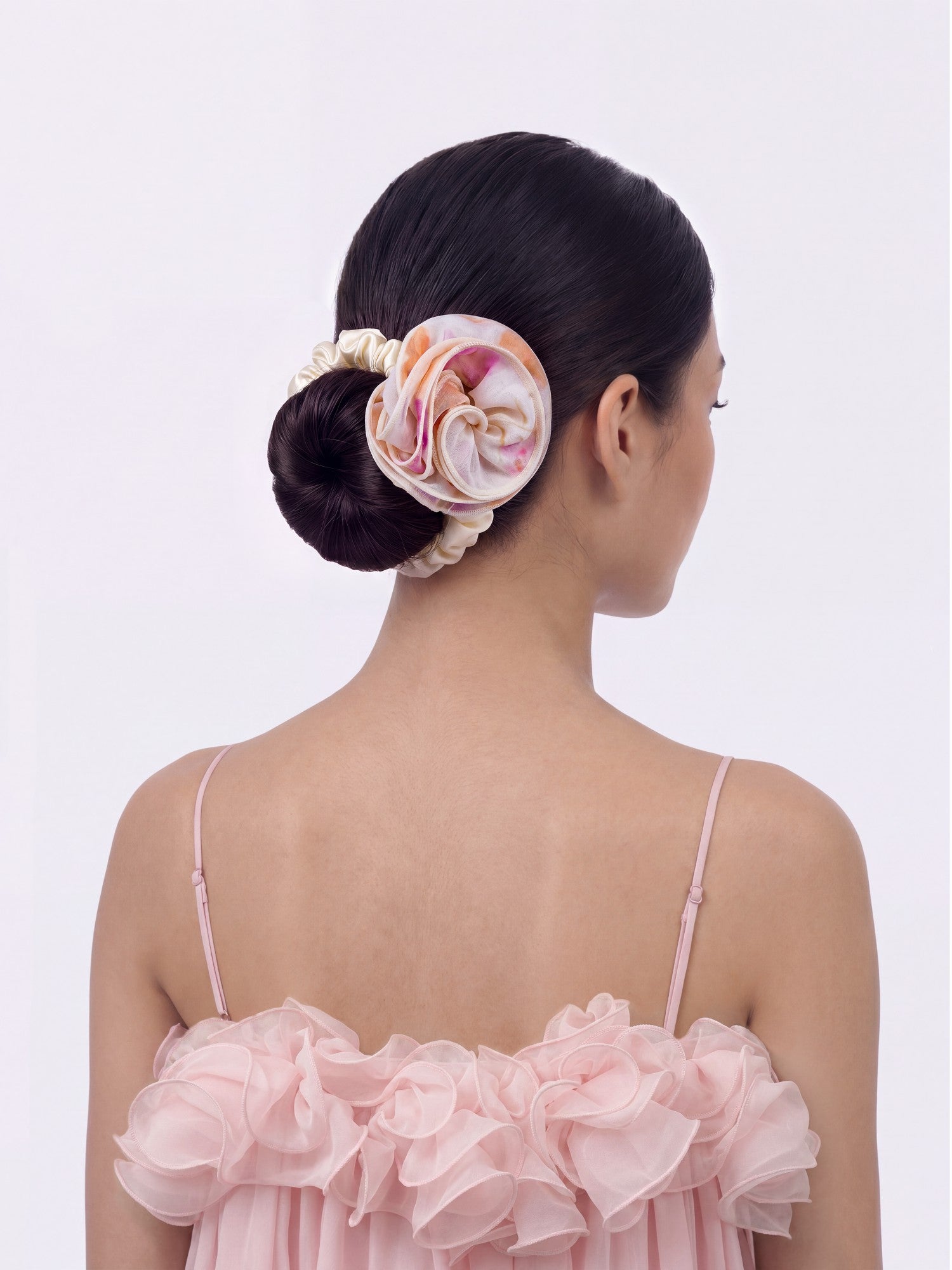 Nana Jacqueline Felicity Floral Print Ivory Hair Tie White