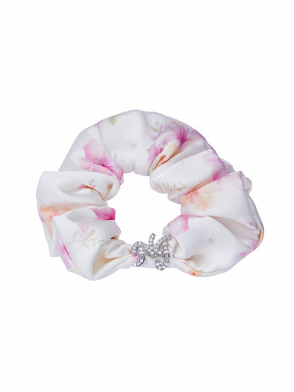 Nana Jacqueline Novella Crystal Logo Ivory Hair Tie White