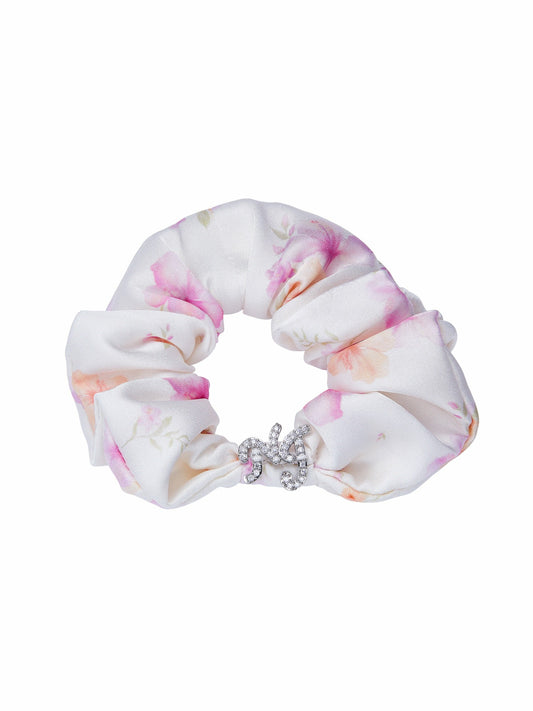 Nana Jacqueline Novella Crystal Logo Ivory Hair Tie White