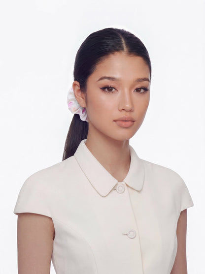 Nana Jacqueline Novella Crystal Logo Ivory Hair Tie White