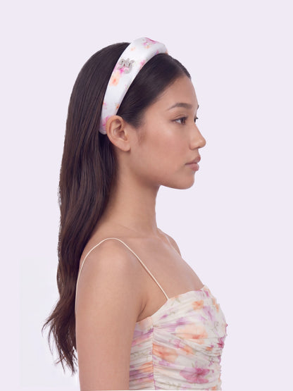 Nana Jacqueline Caraline Logo Print Beige Head Band White