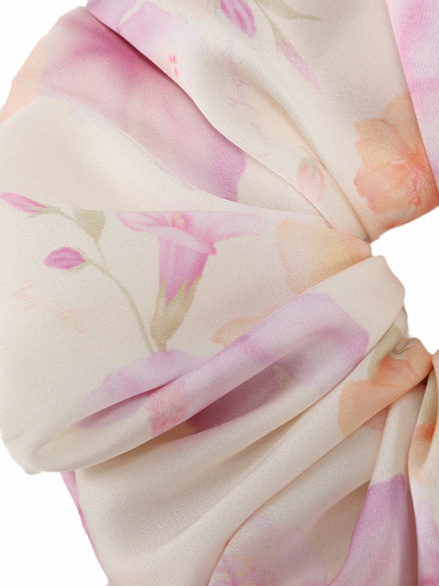 Nana Jacqueline Fleur Floral Print Ivory Scrunchie Champagne