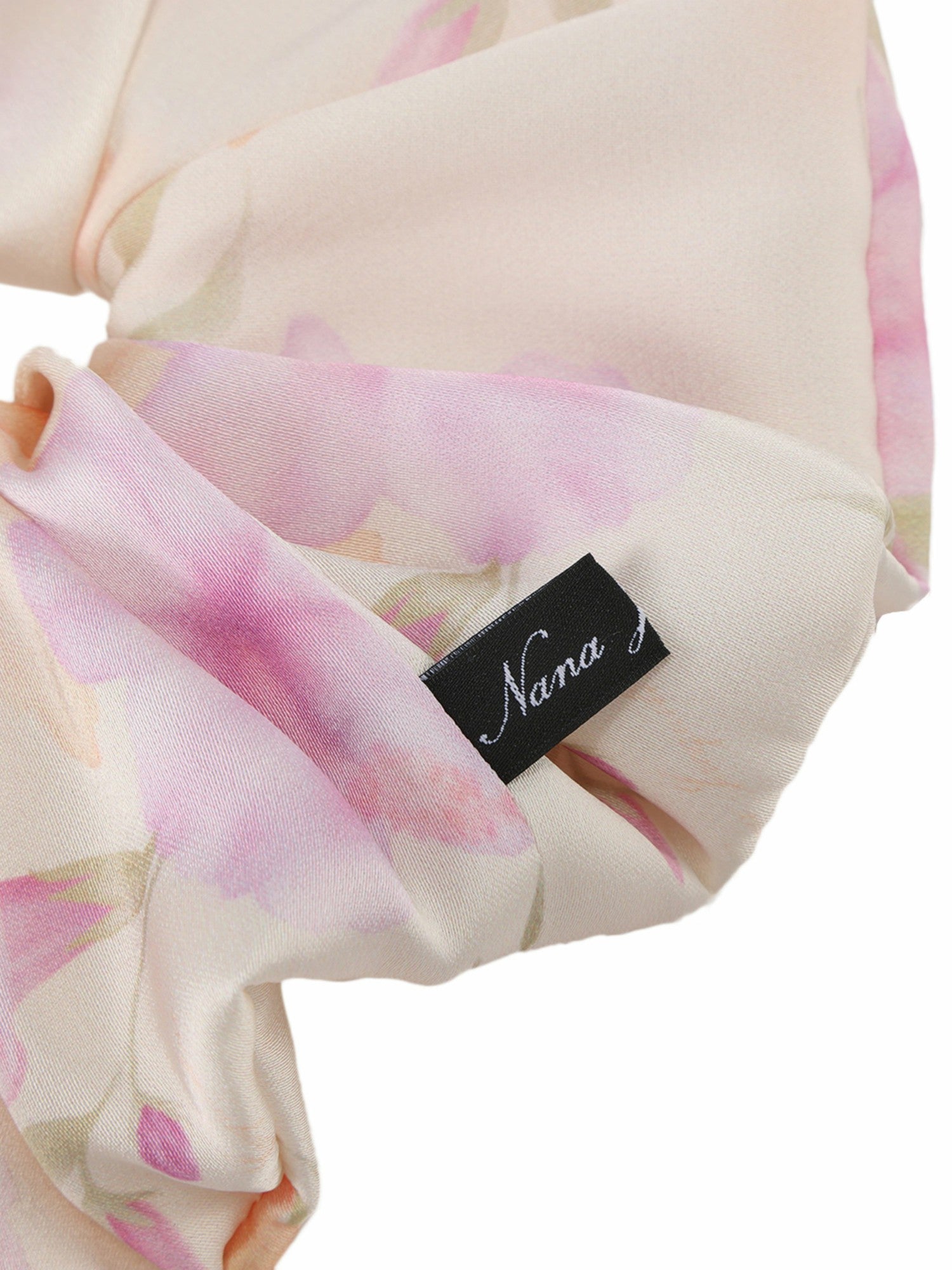 Nana Jacqueline Fleur Floral Print Ivory Scrunchie Champagne