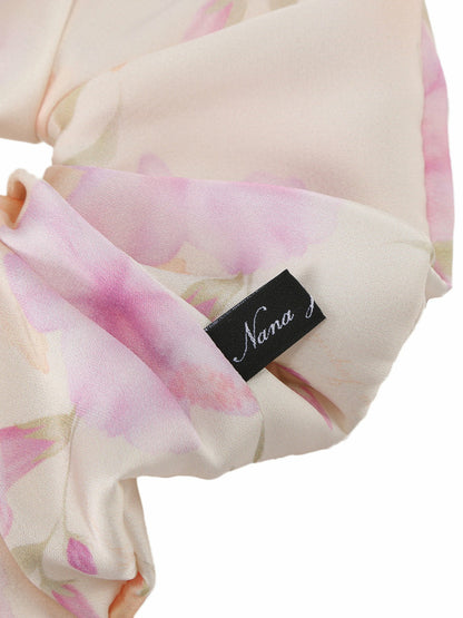 Nana Jacqueline Fleur Floral Print Ivory Scrunchie Champagne