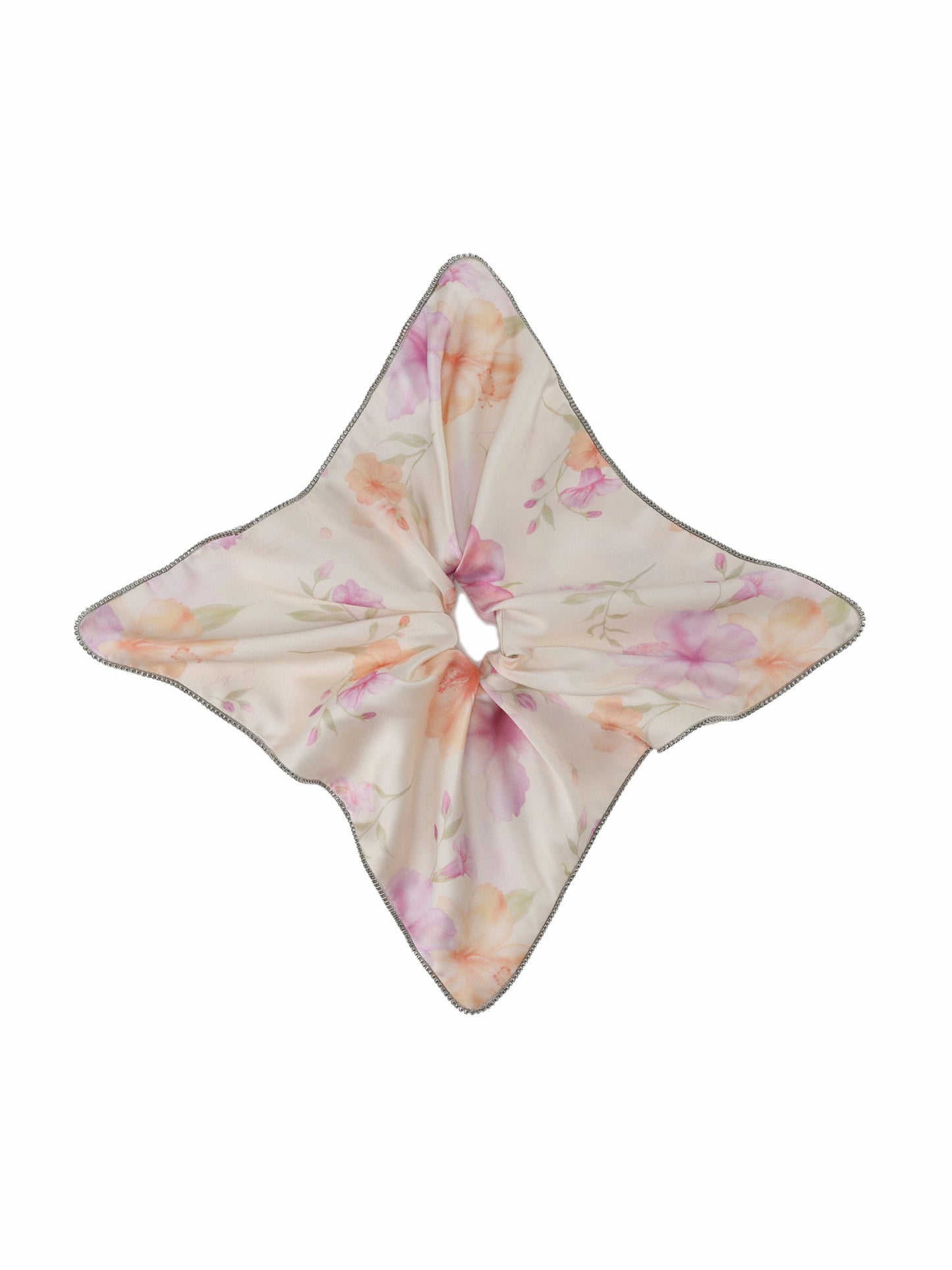 Nana Jacqueline Bloomie Floral Print Cream Hair Tie Champagne
