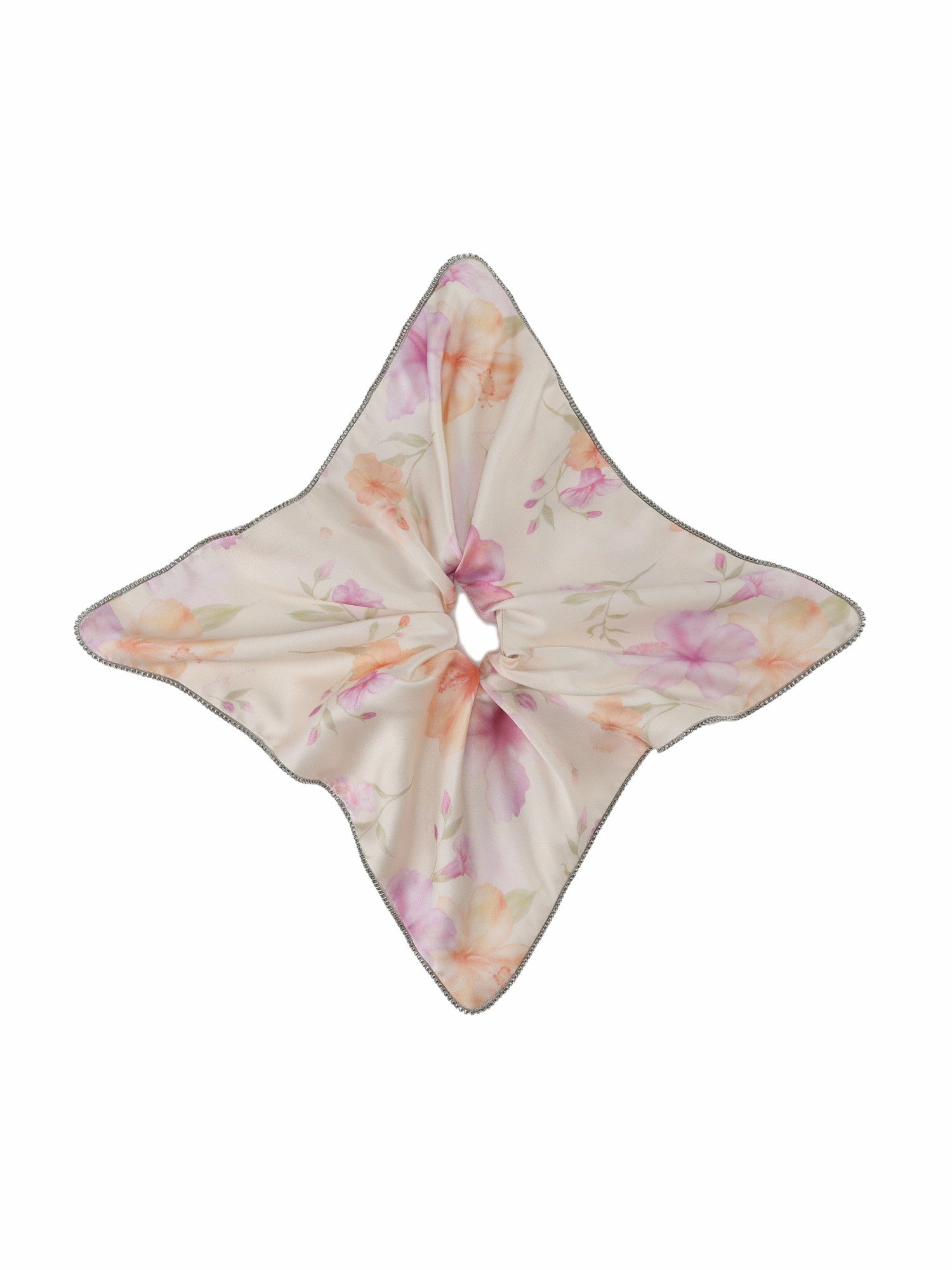 Nana Jacqueline Bloomie Floral Print Cream Hair Tie Champagne