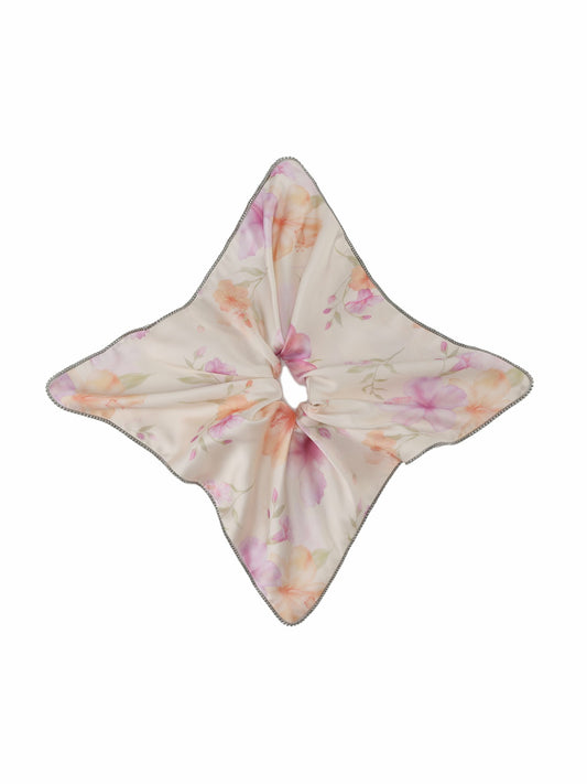Nana Jacqueline Bloomie Floral Print Cream Hair Tie Champagne