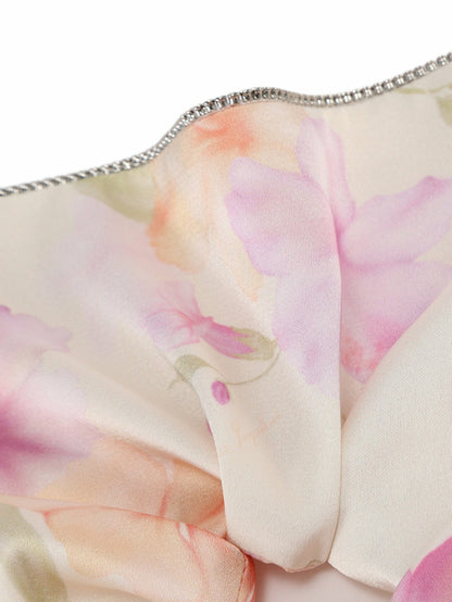 Nana Jacqueline Bloomie Floral Print Cream Hair Tie Champagne