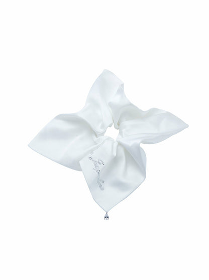 Nana Jacqueline Charlotte Satin Bow White Hair Tie White