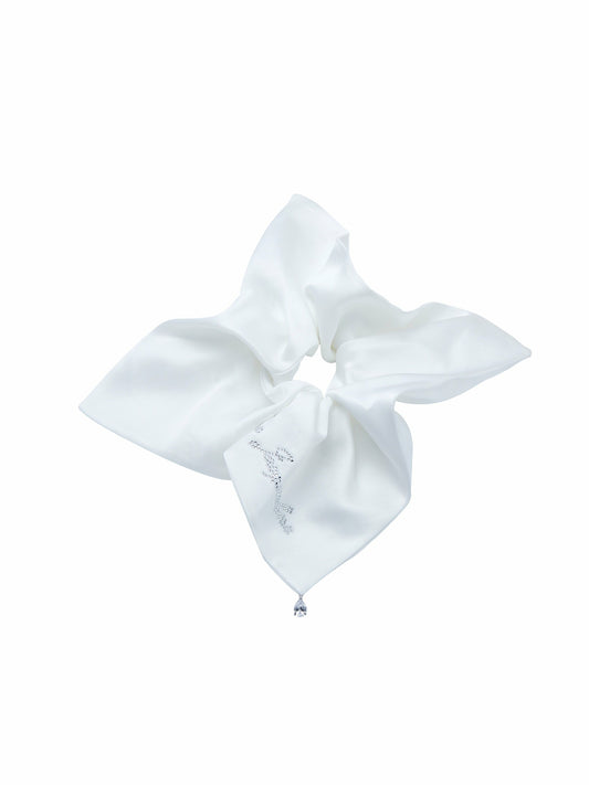 Nana Jacqueline Charlotte Satin Bow White Hair Tie White