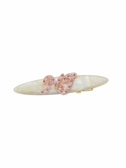 Nana Jacqueline Starlette Logo Crystal Pink Hair Clip Beige