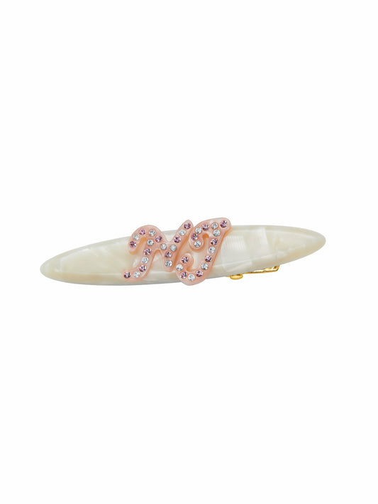 Nana Jacqueline Starlette Logo Crystal Pink Hair Clip Beige