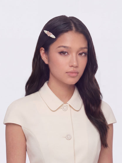 Nana Jacqueline Starlette Logo Crystal Pink Hair Clip Beige