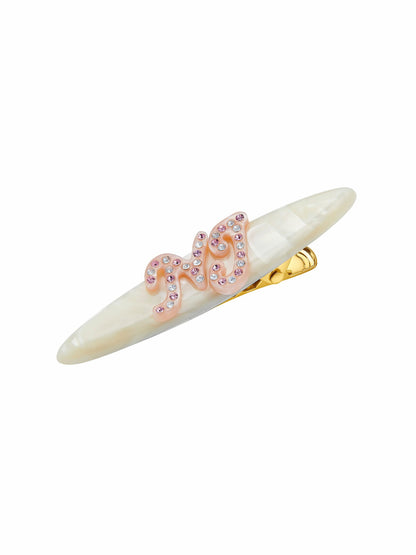 Nana Jacqueline Starlette Logo Crystal Pink Hair Clip Beige