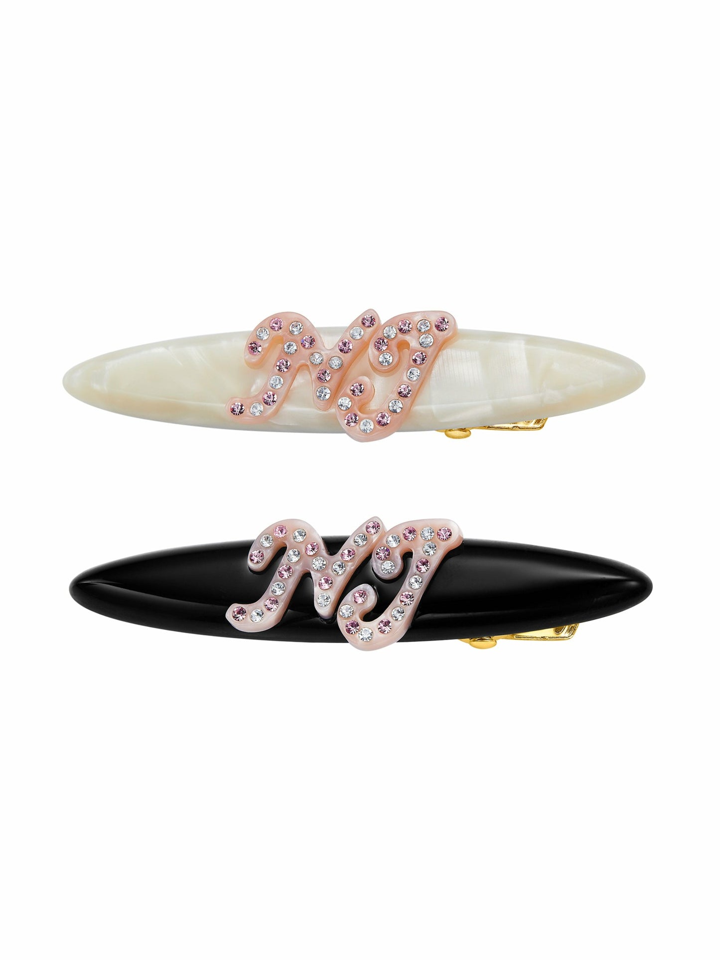 Nana Jacqueline Starlette Logo Crystal Pink Hair Clip Beige