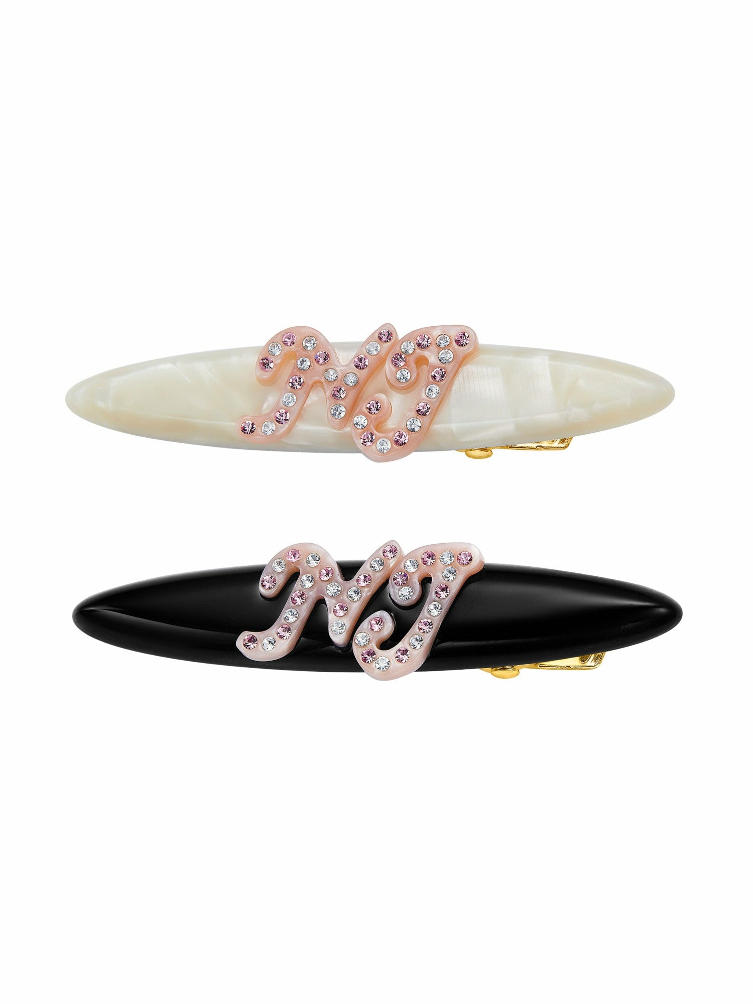 Nana Jacqueline Starlette Logo Crystal Pink Hair Clip Beige