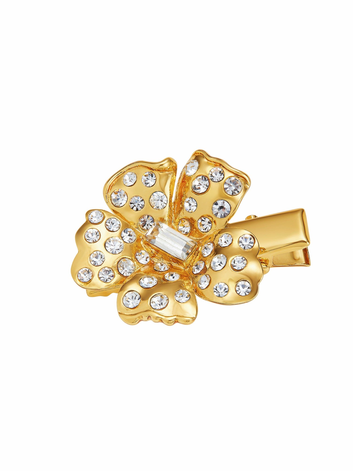 Nana Jacqueline Florabelle Crystal Flower Gold Hair Clip Gold