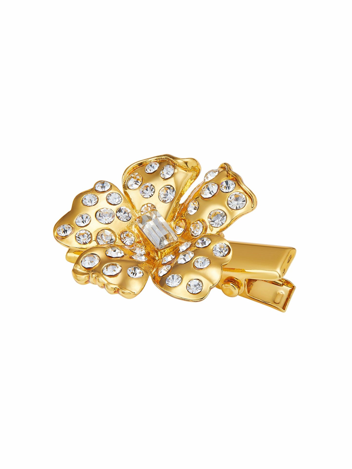 Nana Jacqueline Florabelle Crystal Flower Gold Hair Clip Gold