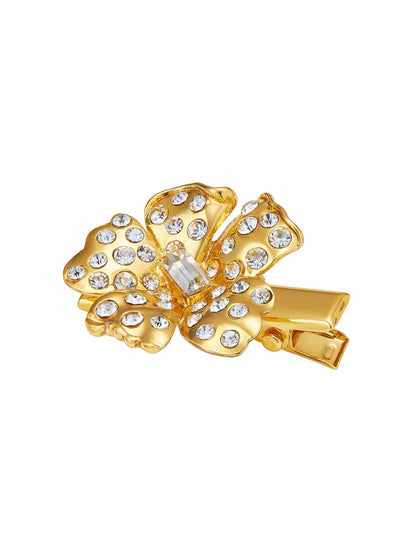 Nana Jacqueline Florabelle Crystal Flower Gold Hair Clip Gold
