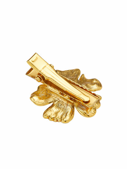 Nana Jacqueline Florabelle Crystal Flower Gold Hair Clip Gold