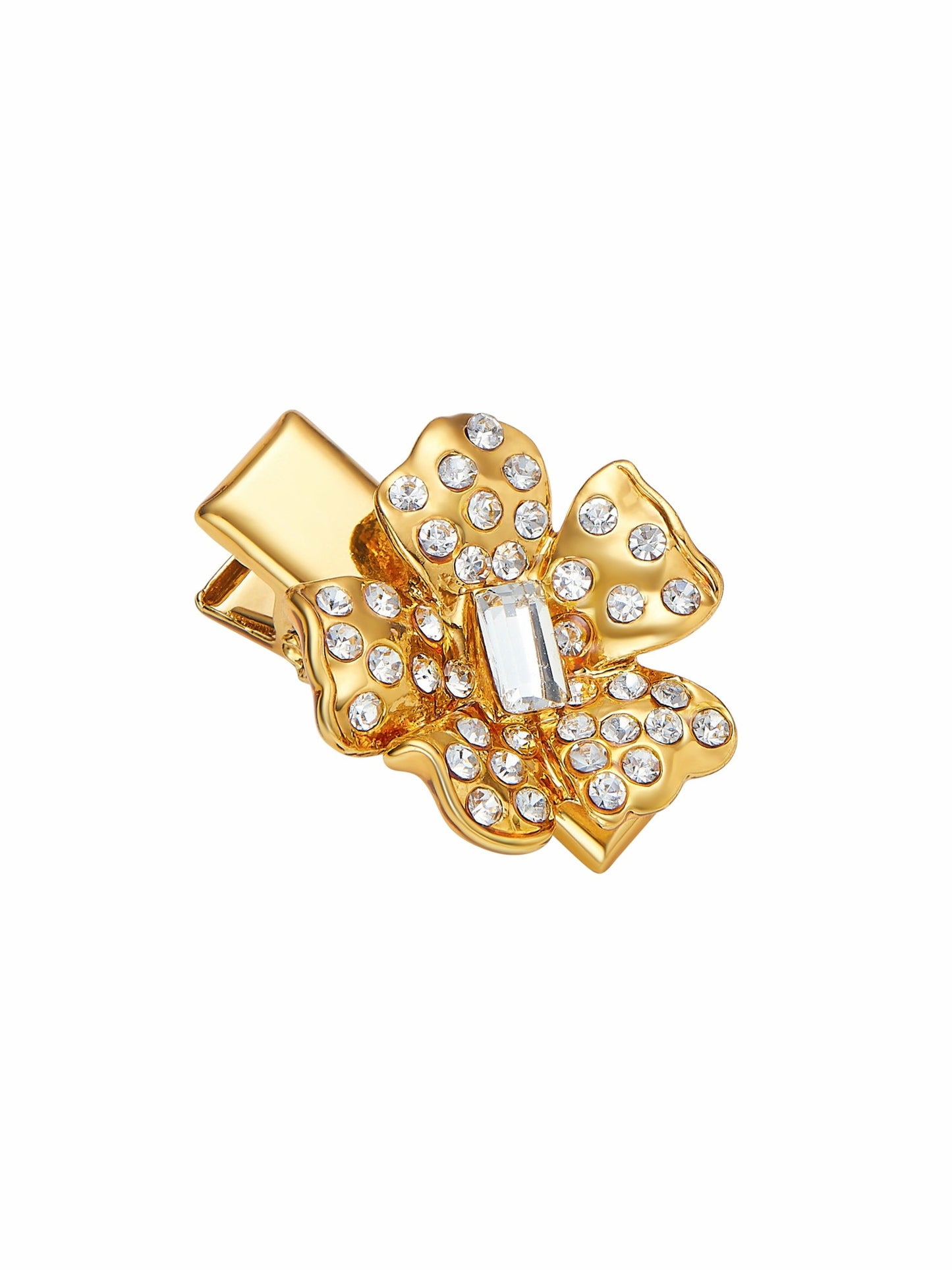 Nana Jacqueline Florabelle Crystal Flower Gold Hair Clip Gold