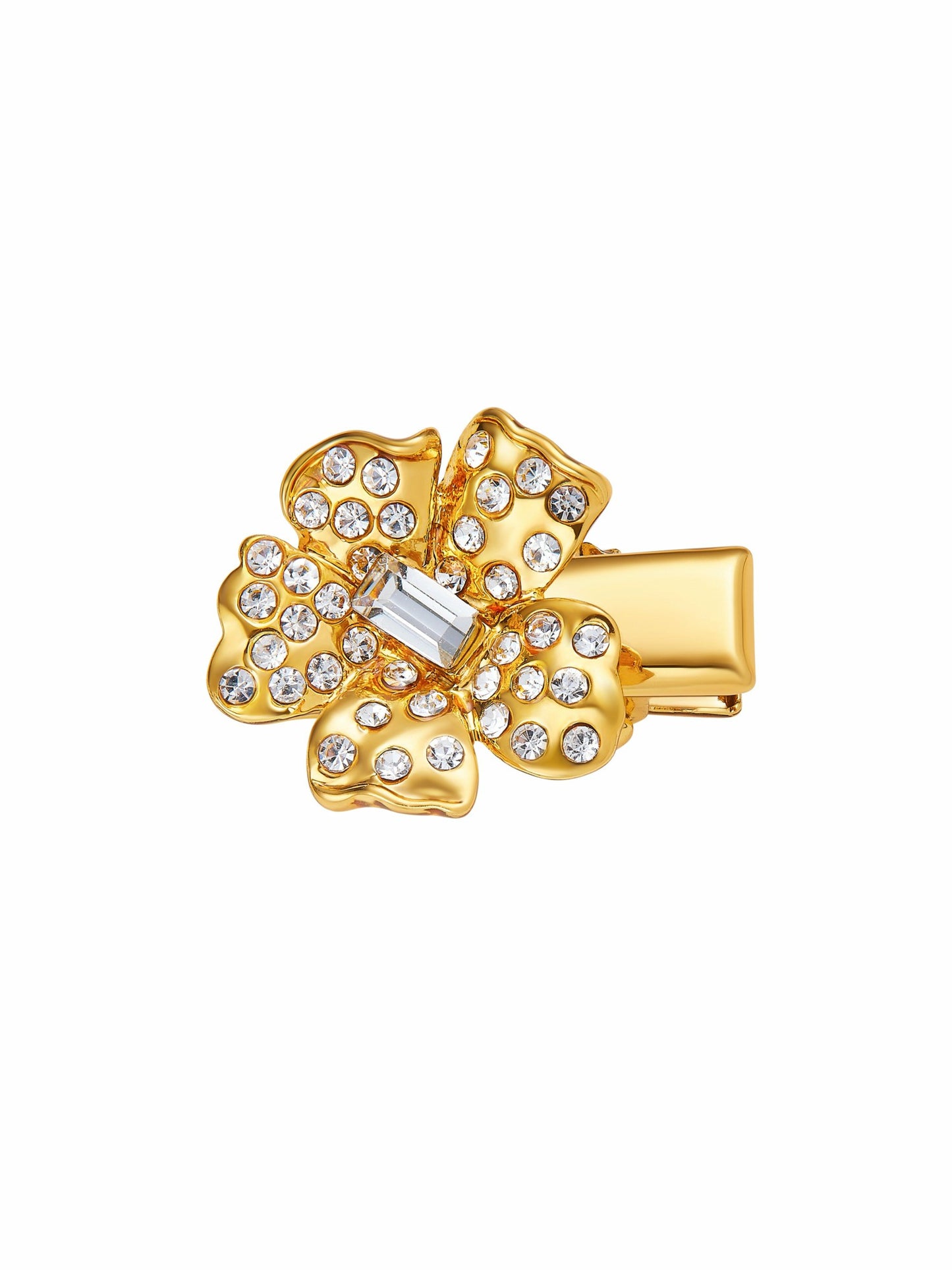 Nana Jacqueline Florabelle Crystal Flower Gold Hair Clip Gold
