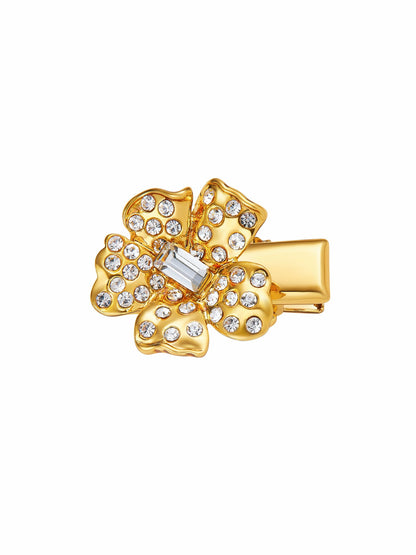 Nana Jacqueline Florabelle Crystal Flower Gold Hair Clip Gold