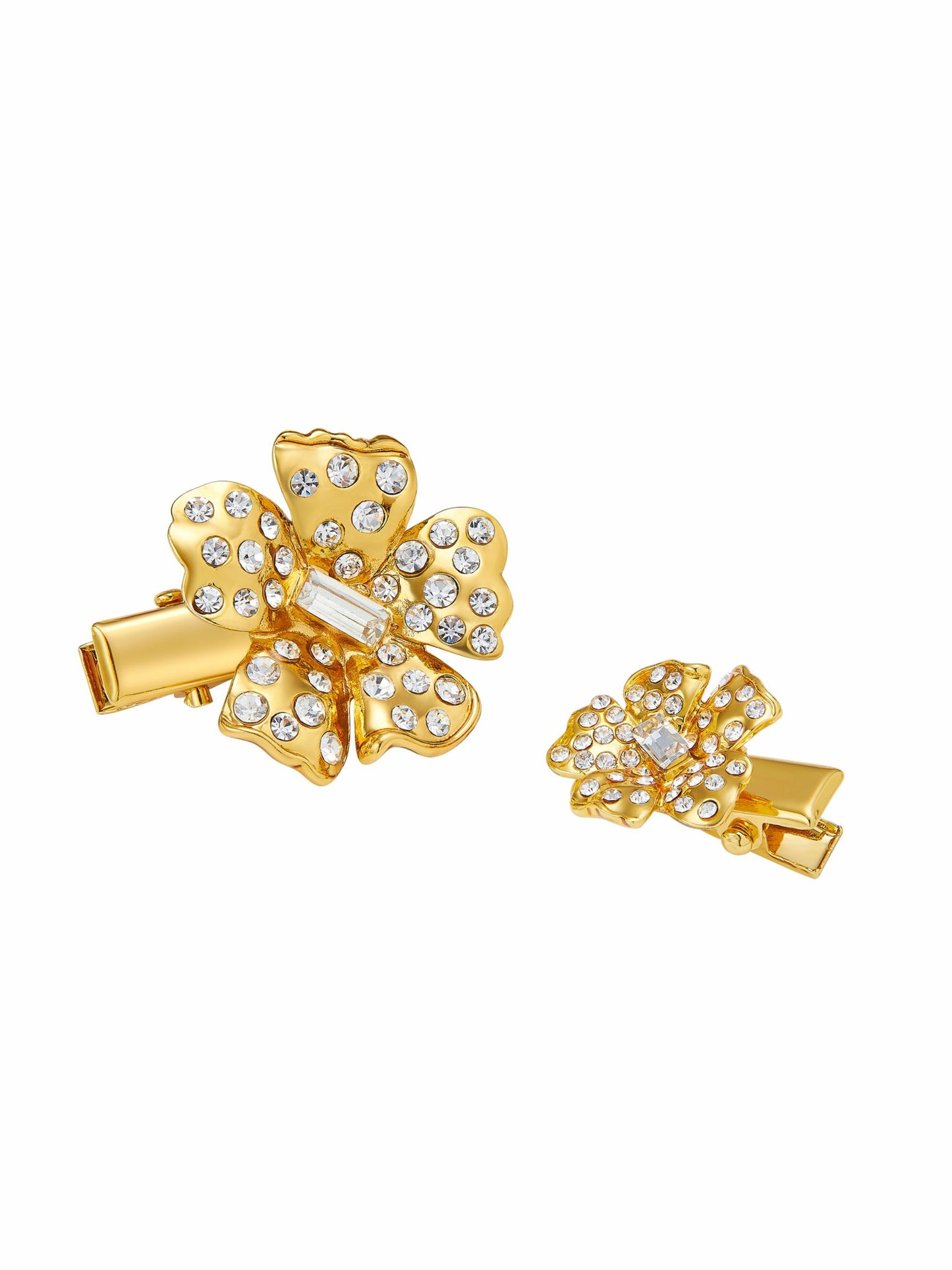 Nana Jacqueline Florabelle Crystal Flower Gold Hair Clip Gold