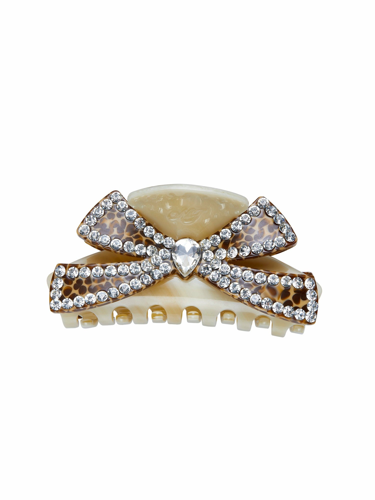 Nana Jacqueline Milania Crystal Bow Beige Hair Clip Beige