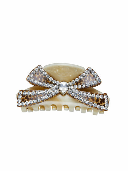 Nana Jacqueline Milania Crystal Bow Beige Hair Clip Beige