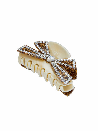 Nana Jacqueline Milania Crystal Bow Beige Hair Clip Beige