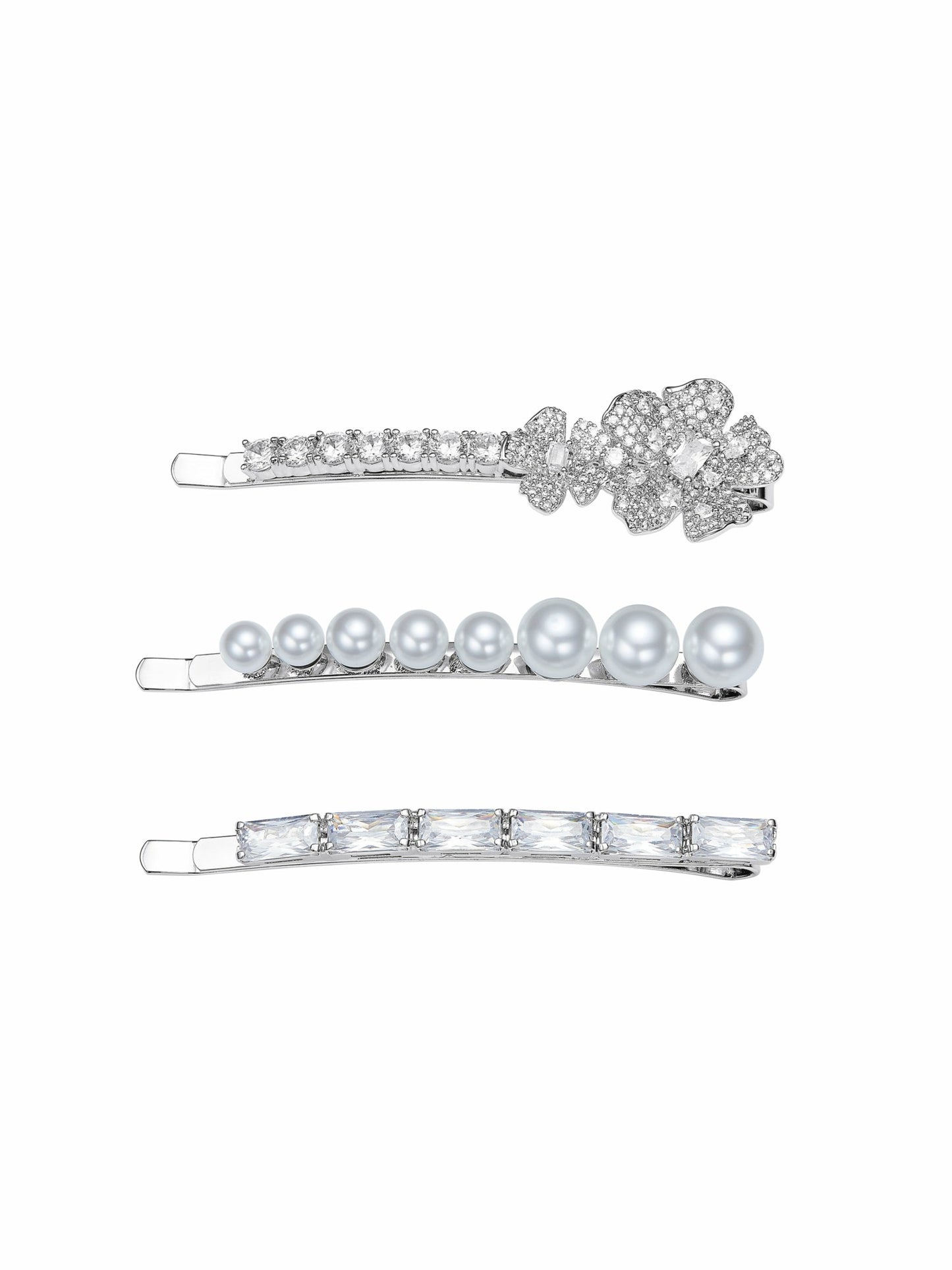 Nana Jacqueline Harlowe Floral Crystal White Hair Clip White