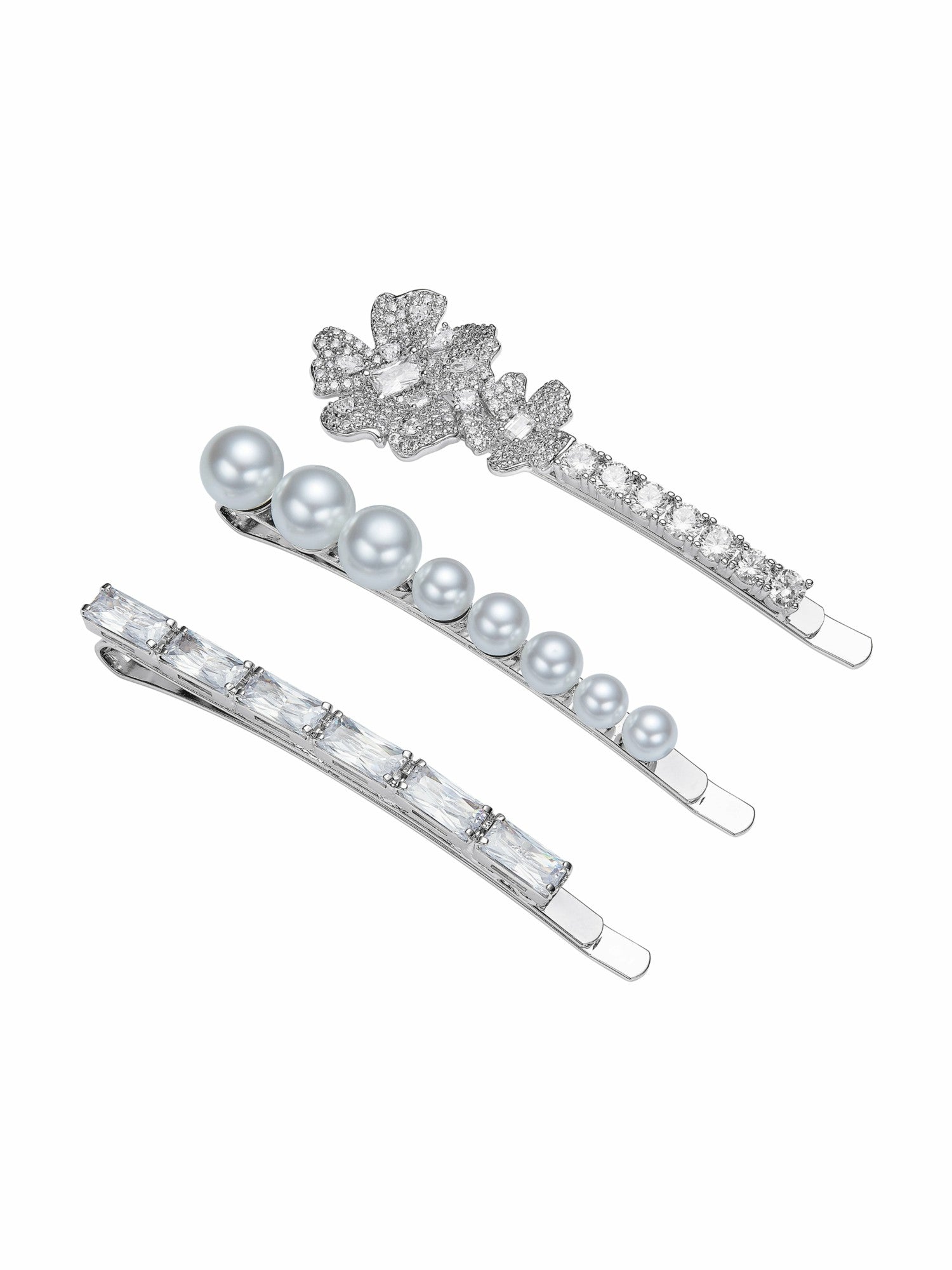 Nana Jacqueline Harlowe Floral Crystal White Hair Clip White
