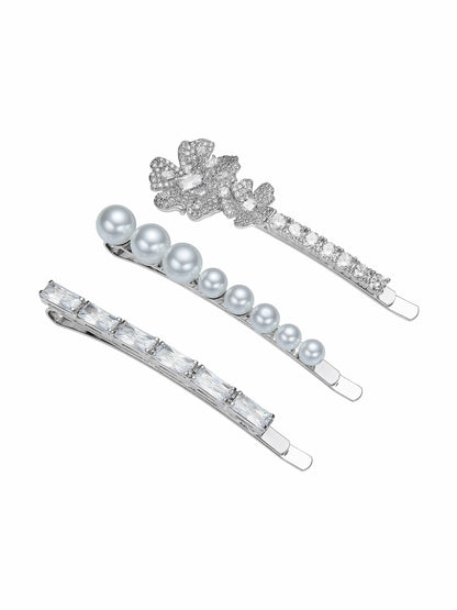 Nana Jacqueline Harlowe Floral Crystal White Hair Clip White