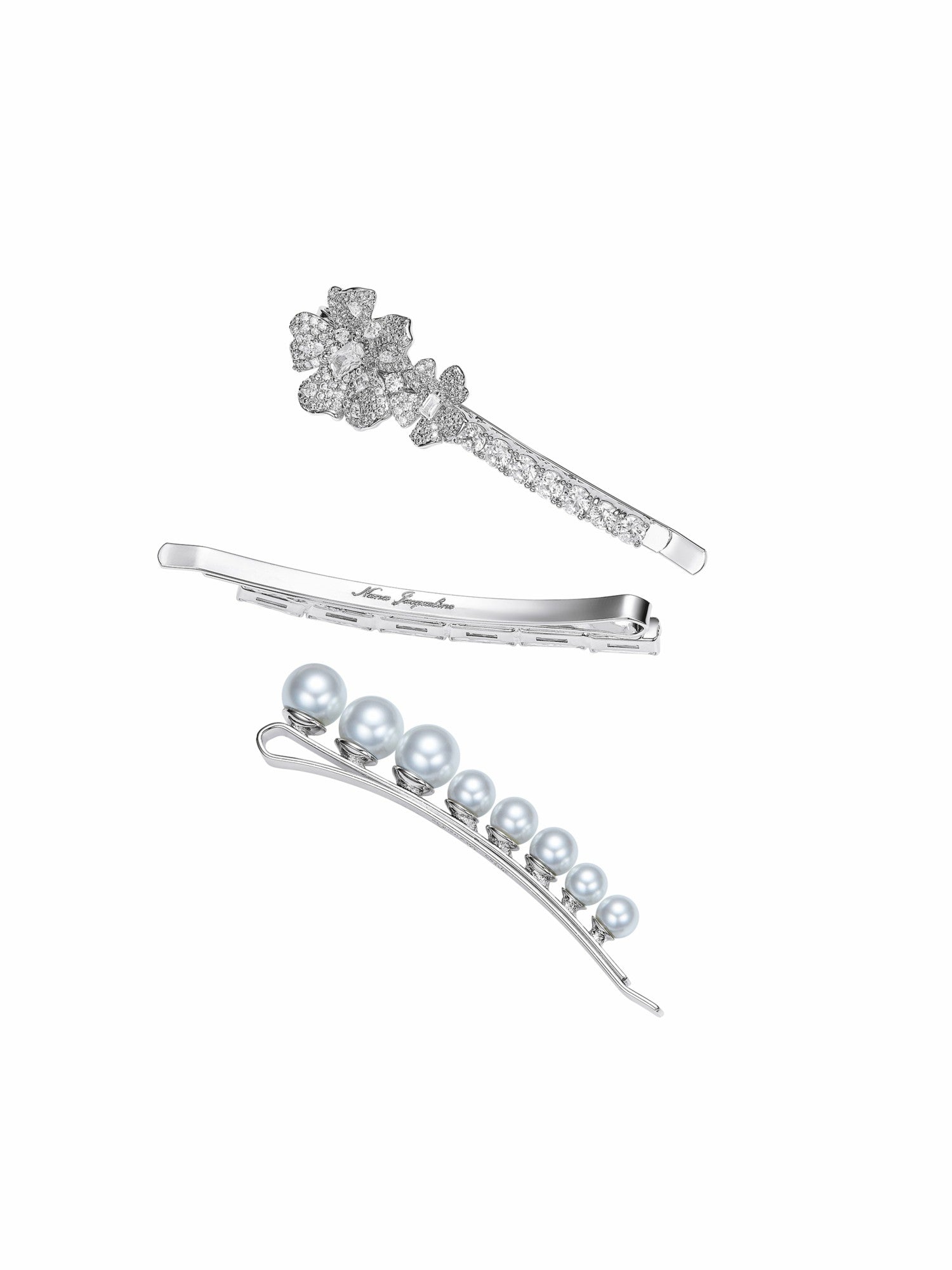 Nana Jacqueline Harlowe Floral Crystal White Hair Clip White