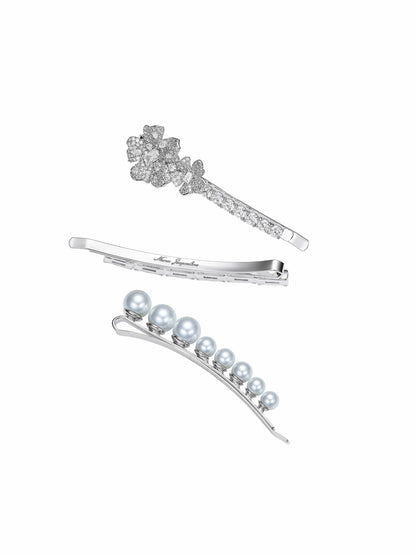 Nana Jacqueline Harlowe Floral Crystal White Hair Clip White