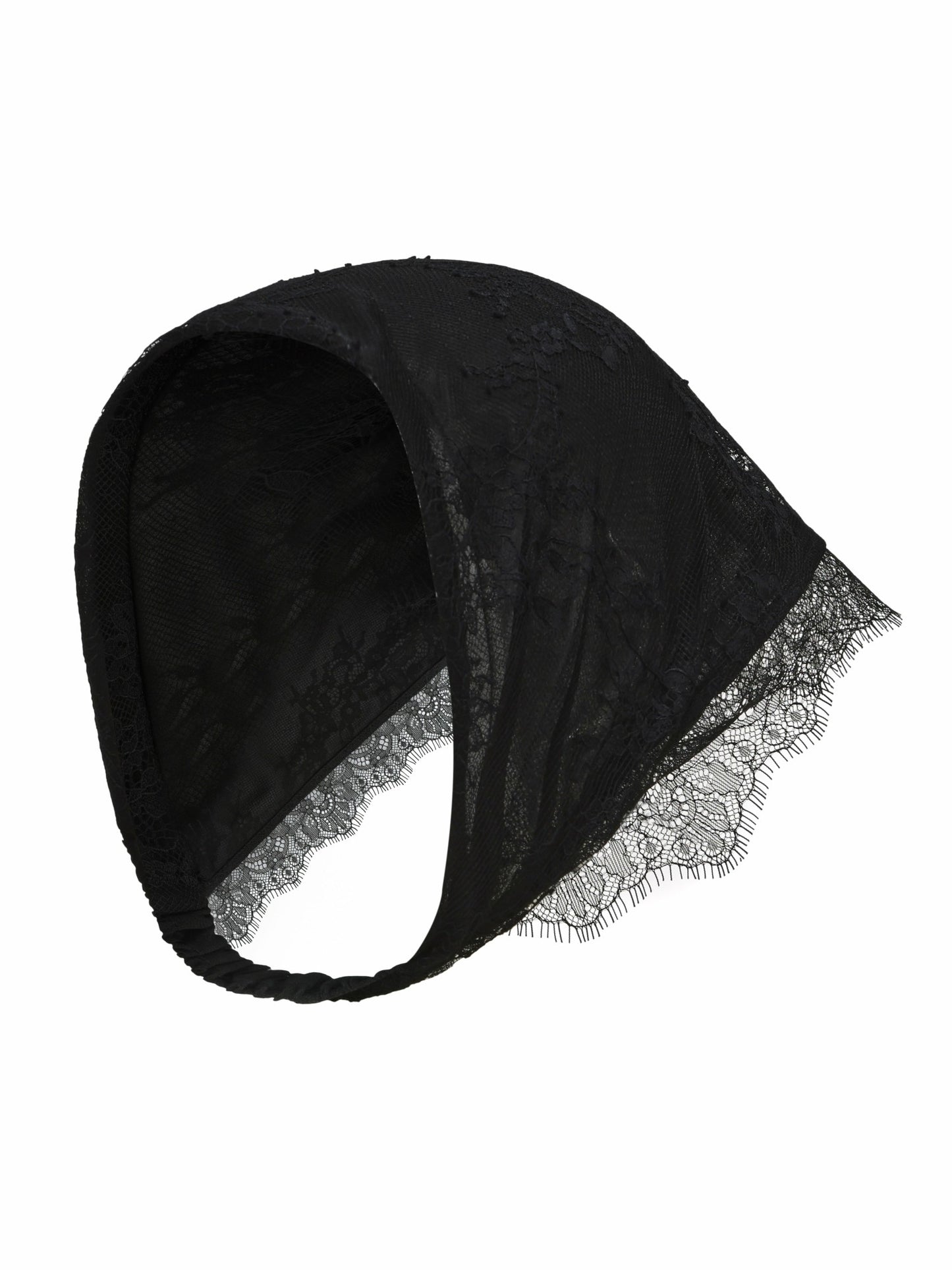 Nana Jacqueline Sylvie Lace-Trim Black Headscarf Black