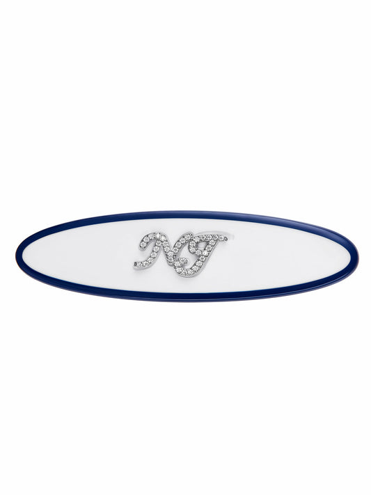 Nana Jacqueline Giana Oval Crystal-Logo White Hair Clip White