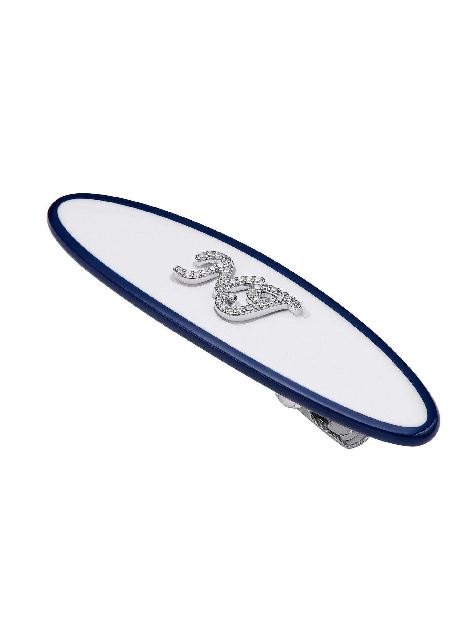 Nana Jacqueline Giana Oval Crystal-Logo White Hair Clip White