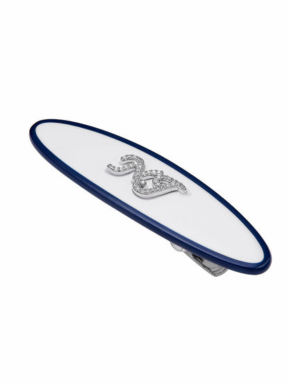 Nana Jacqueline Giana Oval Crystal-Logo White Hair Clip White